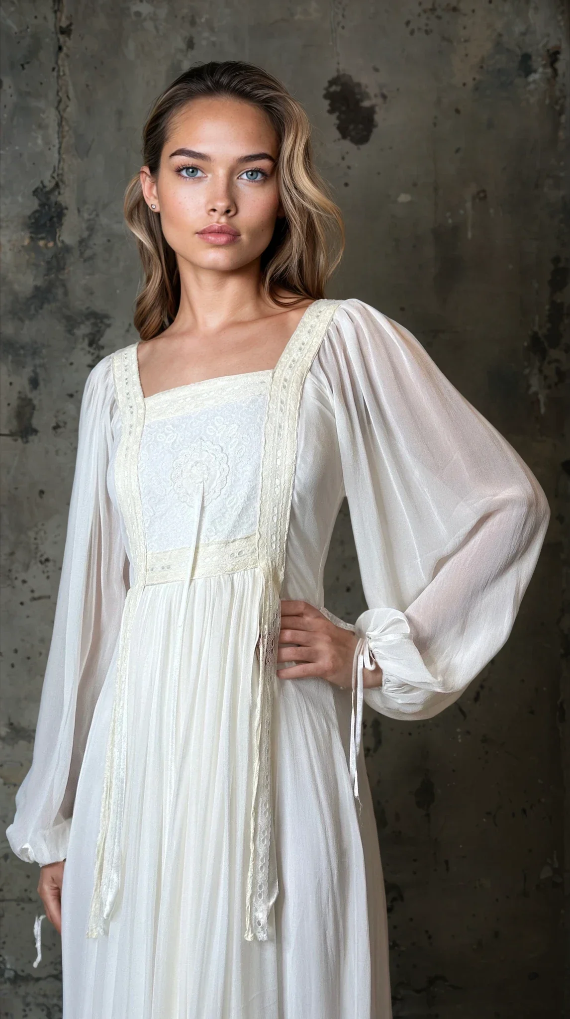 1970's Incredible Vintage White / Cream Silk Lace Wedding Dress UK 8 - 10 - Image 3