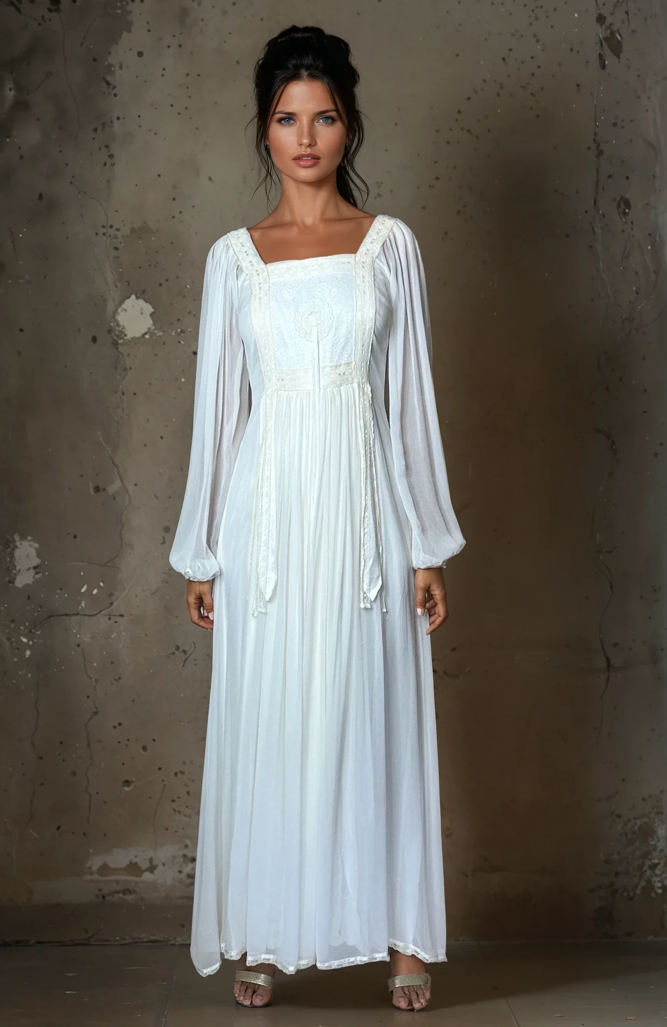 1970's Incredible Vintage White / Cream Silk Lace Wedding Dress UK 8 - 10 - Image 4
