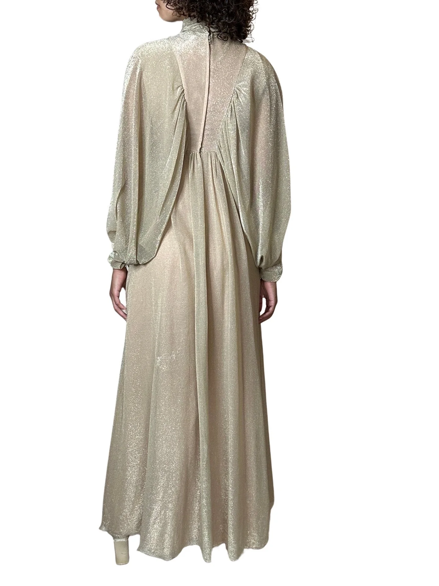1970's Original Vintage Gold Goddess Maxi Dress UK 8 - 12 - Image 12