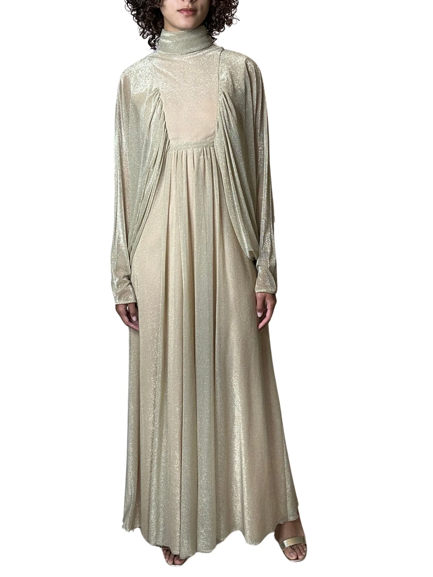 1970's Original Vintage Gold Goddess Maxi Dress UK 8 - 12 - Image 6