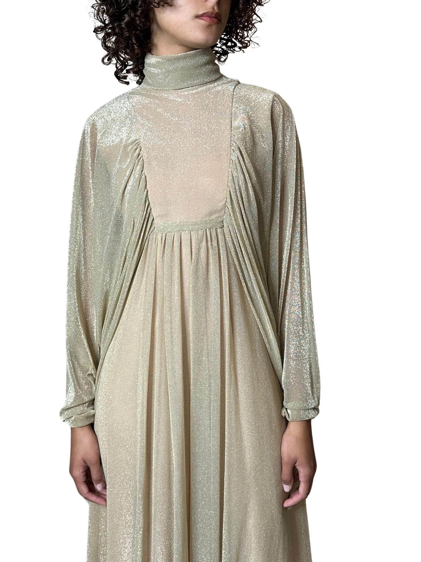 1970's Original Vintage Gold Goddess Maxi Dress UK 8 - 12 - Image 7