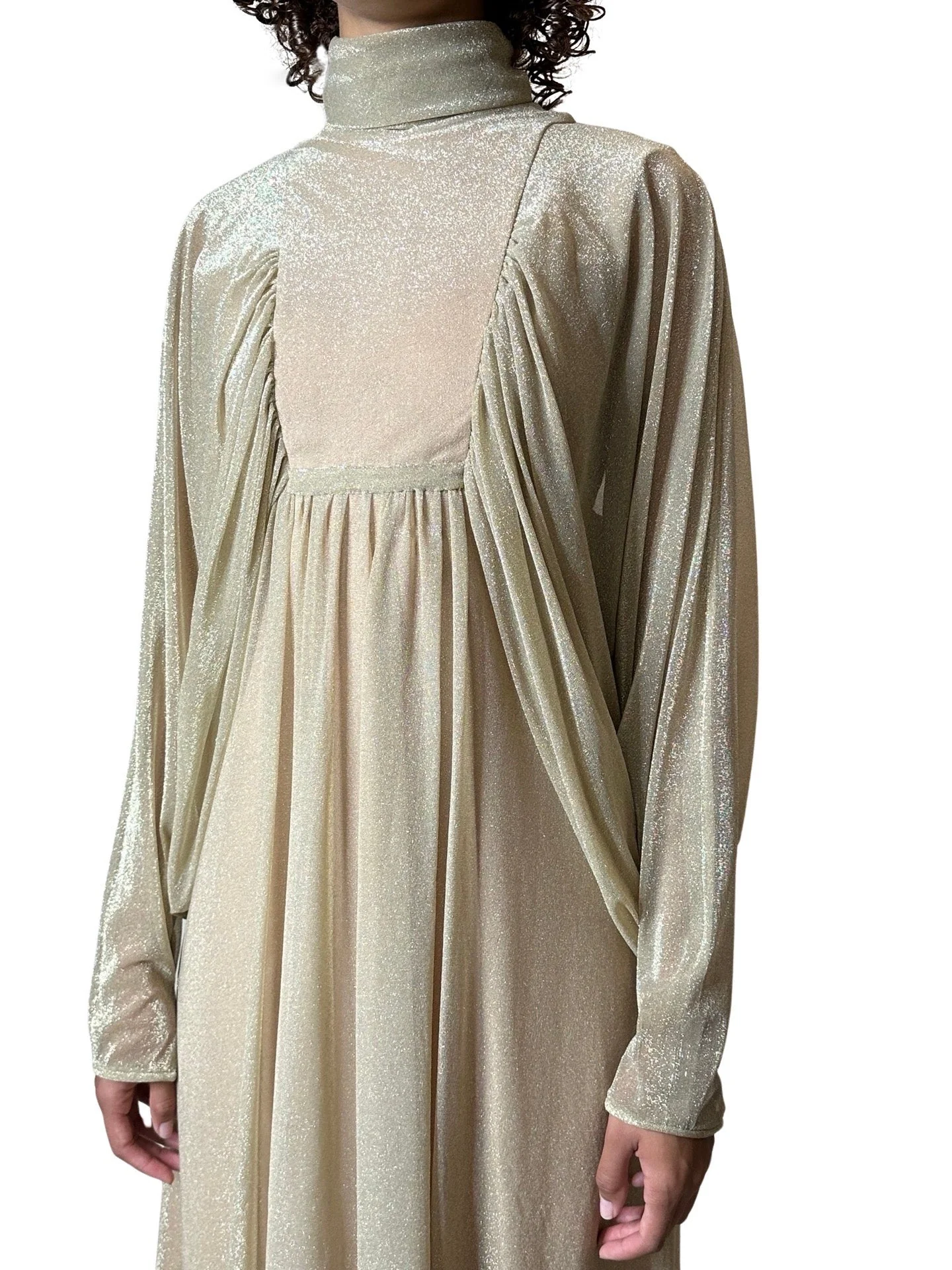 1970's Original Vintage Gold Goddess Maxi Dress UK 8 - 12 - Image 9