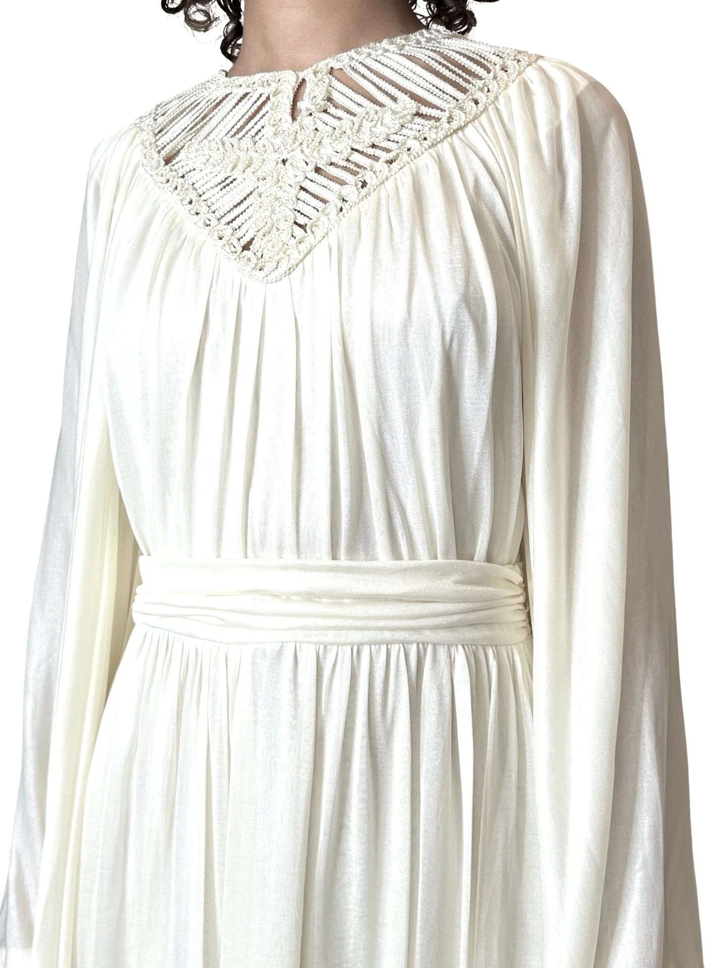 1970's Stunning Vintage Cream Goddess Wedding Dress UK 8 - 14 - Image 10