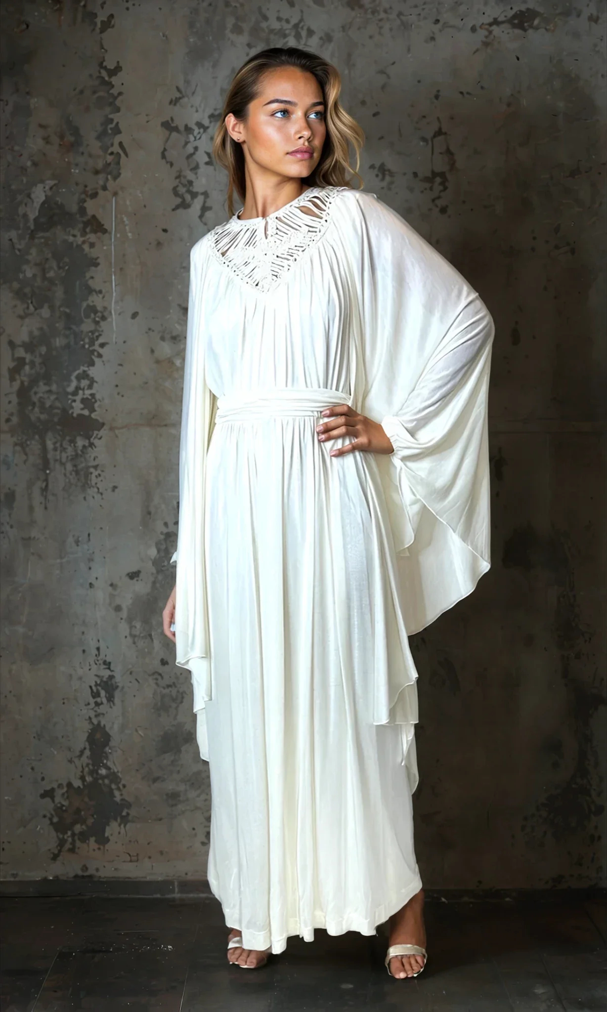 1970's Stunning Vintage Cream Goddess Wedding Dress UK 8 - 14 - Image 4