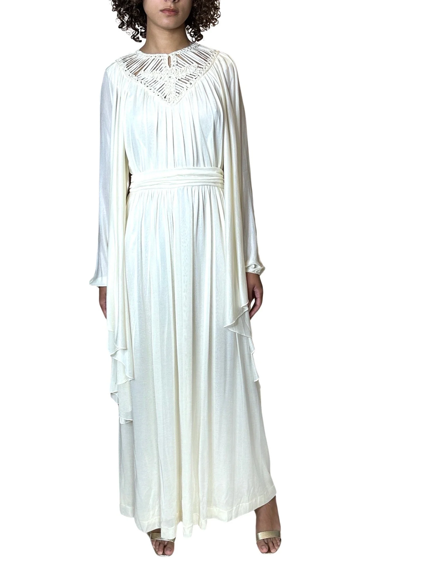 1970's Stunning Vintage Cream Goddess Wedding Dress UK 8 - 14 - Image 7