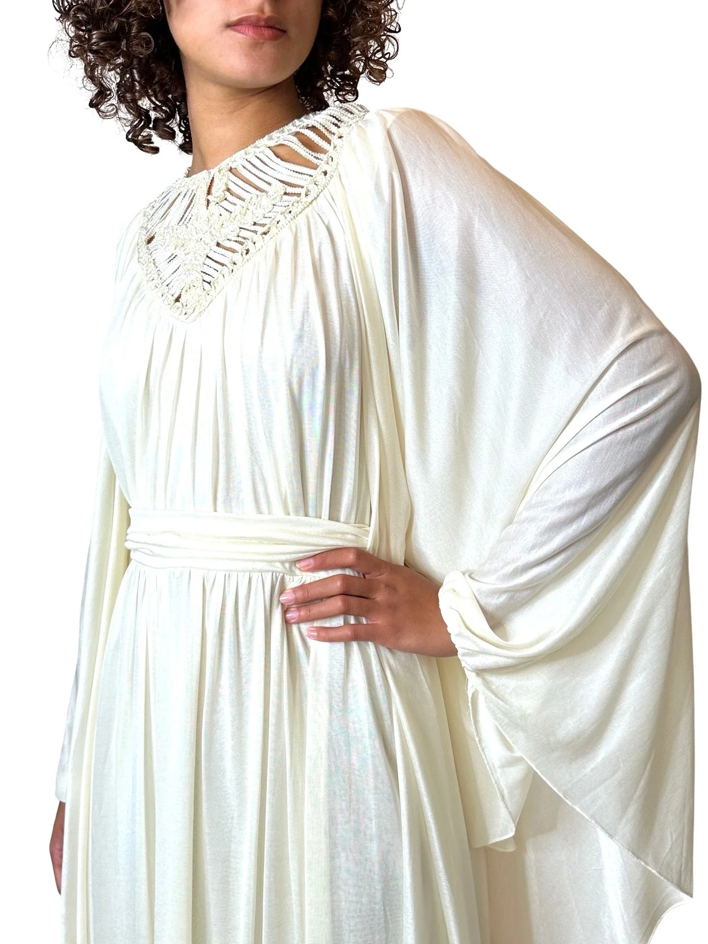 1970's Stunning Vintage Cream Goddess Wedding Dress UK 8 - 14 - Image 9