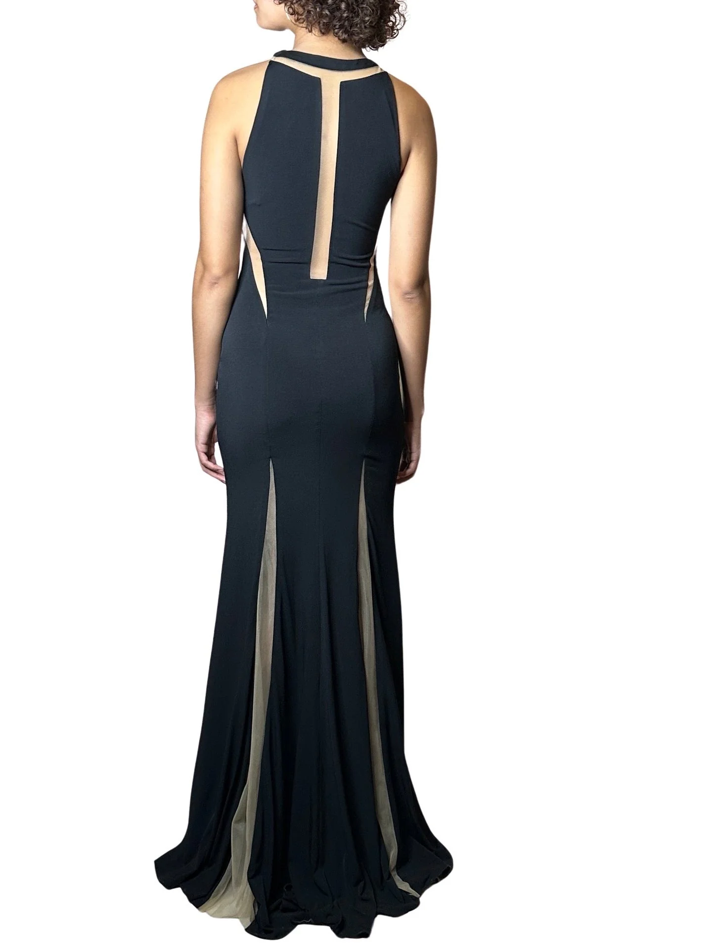 1970'S Vintage Black with Sheer Panelling Maxi Dress Uk 8 - 10 - Image 10