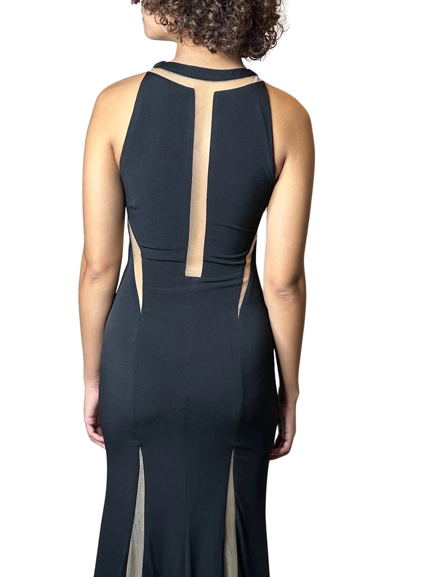 1970'S Vintage Black with Sheer Panelling Maxi Dress Uk 8 - 10 - Image 11