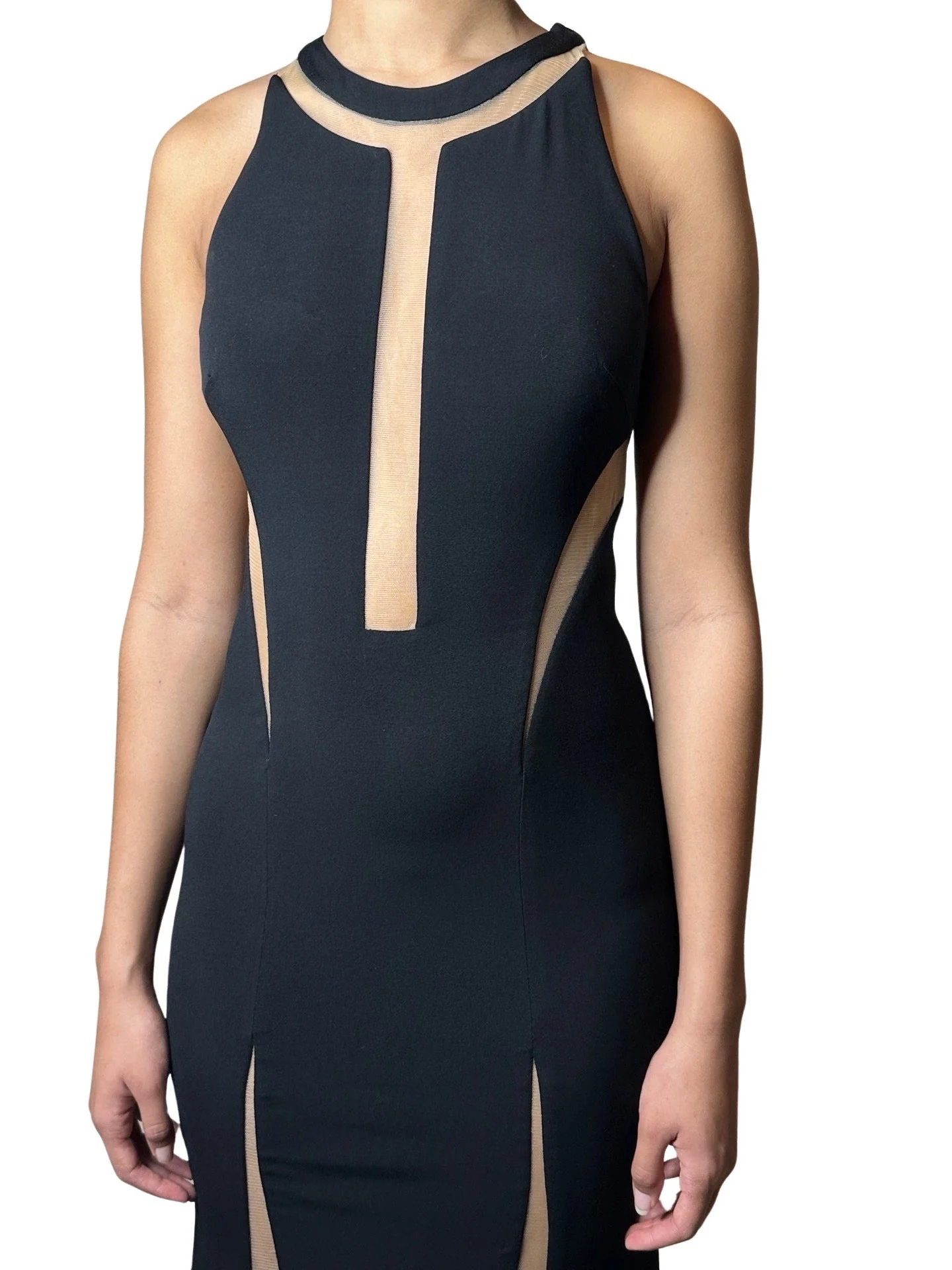 1970'S Vintage Black with Sheer Panelling Maxi Dress Uk 8 - 10 - Image 8