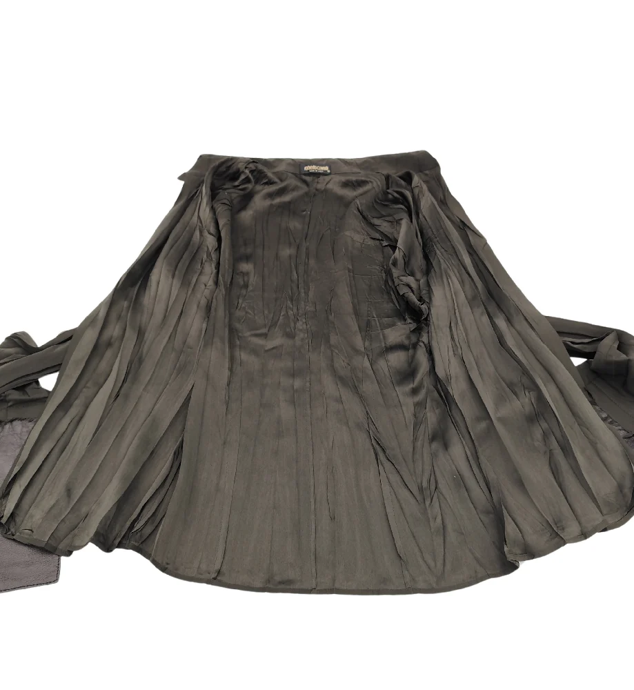 ROBERTO CAVALLI 2000s GREEN SILK AND LEATHER SHIRT AND PANTS SET - Image 6