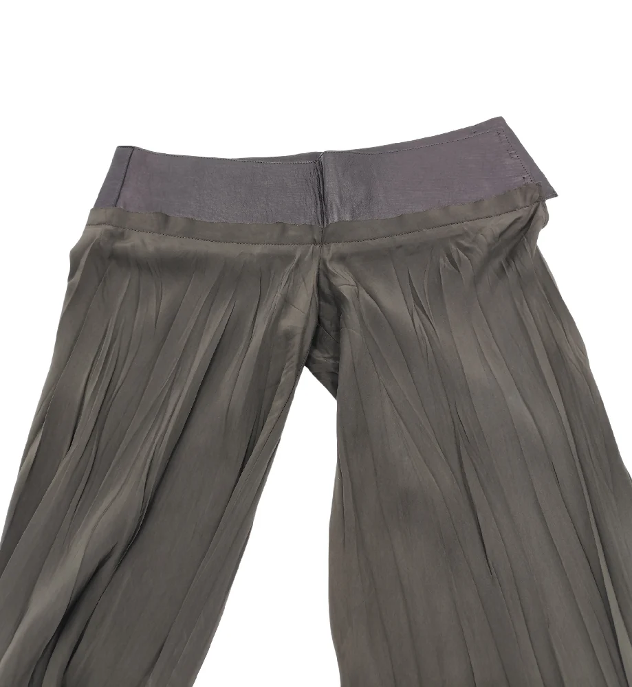 ROBERTO CAVALLI 2000s GREEN SILK AND LEATHER SHIRT AND PANTS SET - Image 7