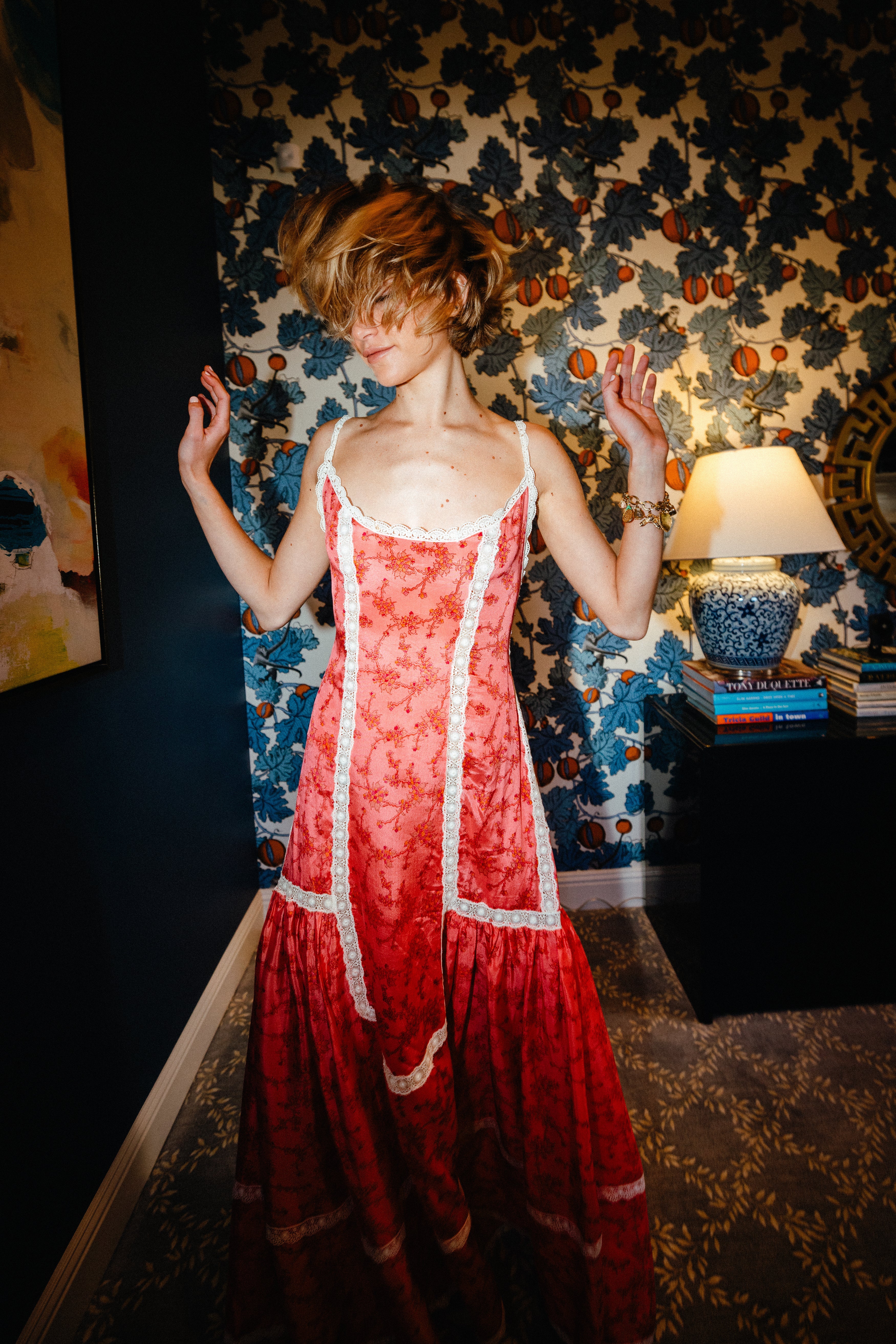 Tracy Feith Hot Pink Floral Silk Slip Dress - Image 3