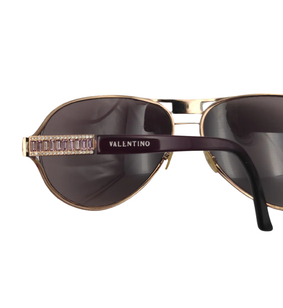 VALENTINO GARAVANI AVIATORE PINK RHINESTONES SUNGLASSES - Image 7