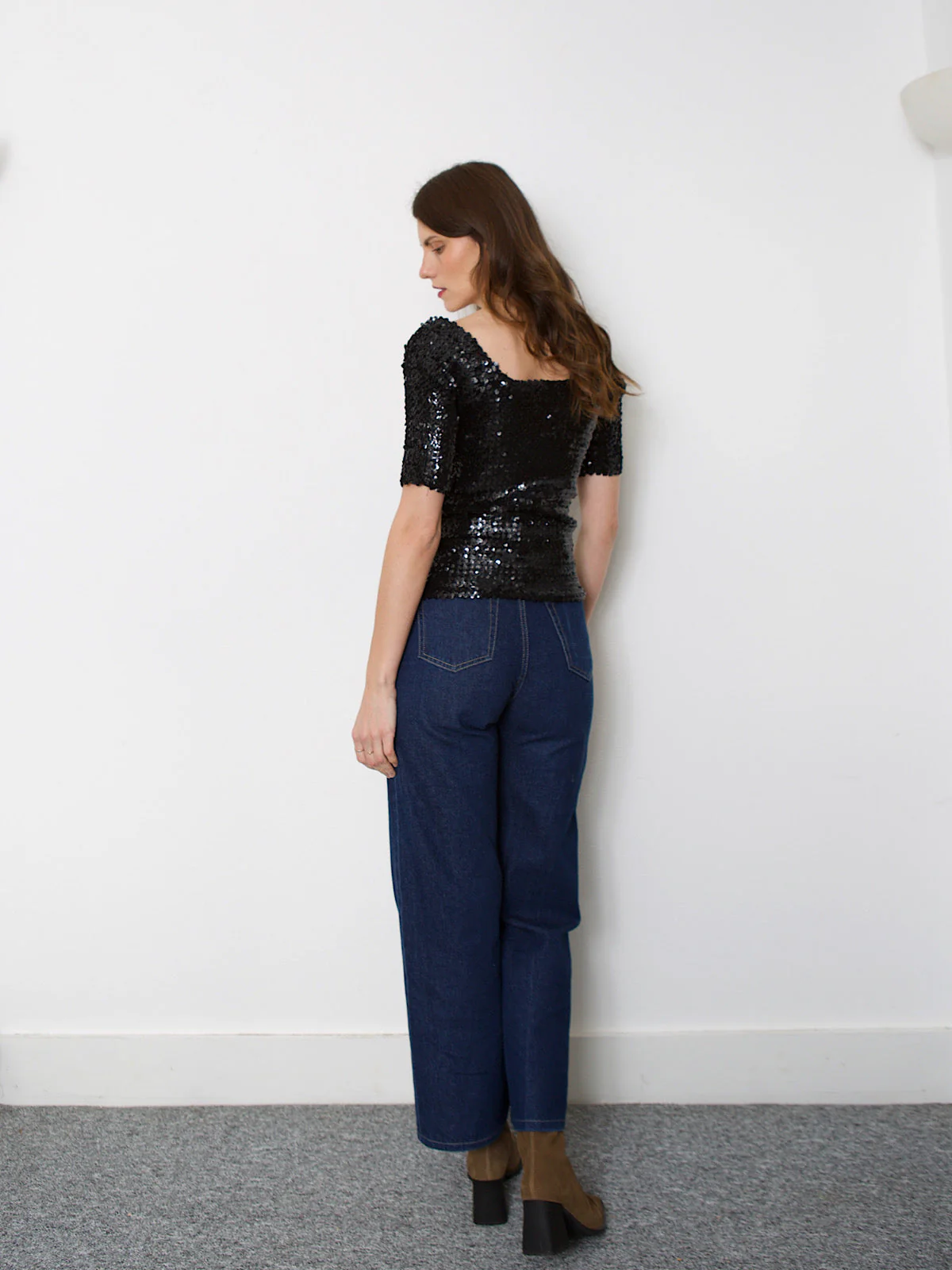 Vintage black sequins top short sleeves - Image 10