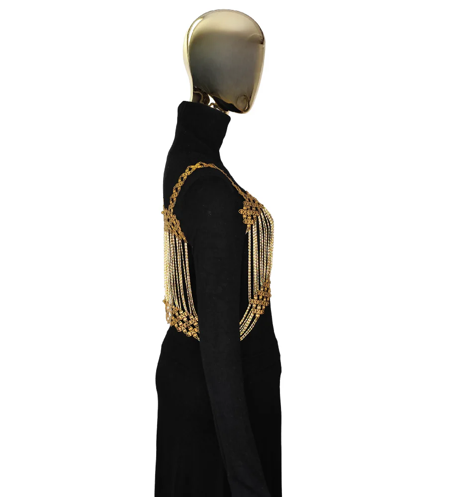 VINTAGE GOLDEN METAL CHAIN CROP TOP - Image 4