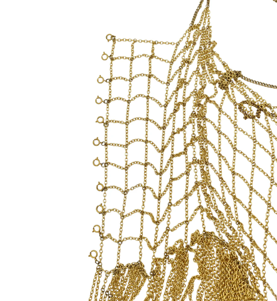 VINTAGE GOLDEN METAL CHAIN SQUARES FRINGED TOP - Image 10