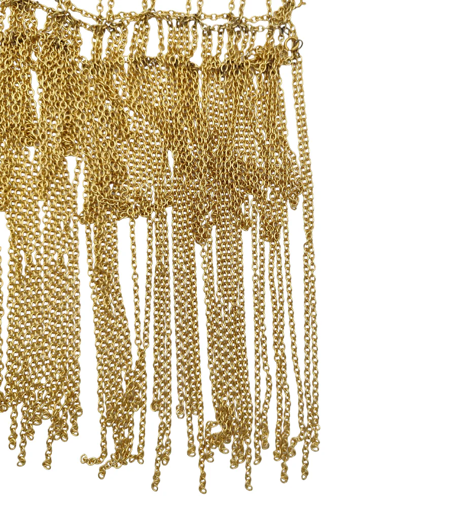 VINTAGE GOLDEN METAL CHAIN SQUARES FRINGED TOP - Image 6