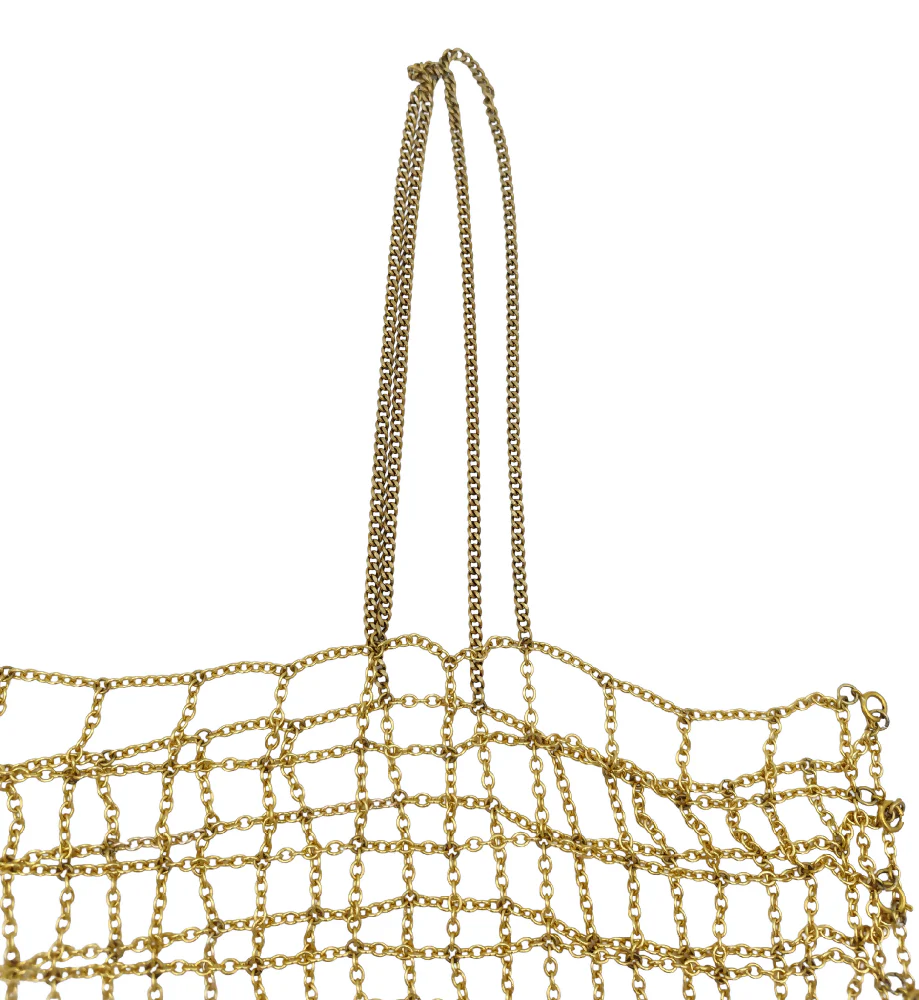 VINTAGE GOLDEN METAL CHAIN SQUARES FRINGED TOP - Image 7