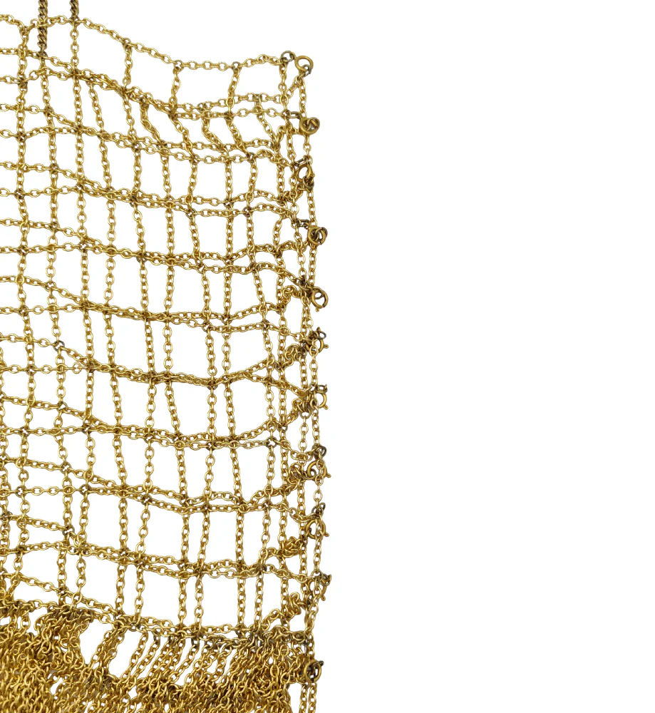VINTAGE GOLDEN METAL CHAIN SQUARES FRINGED TOP - Image 9