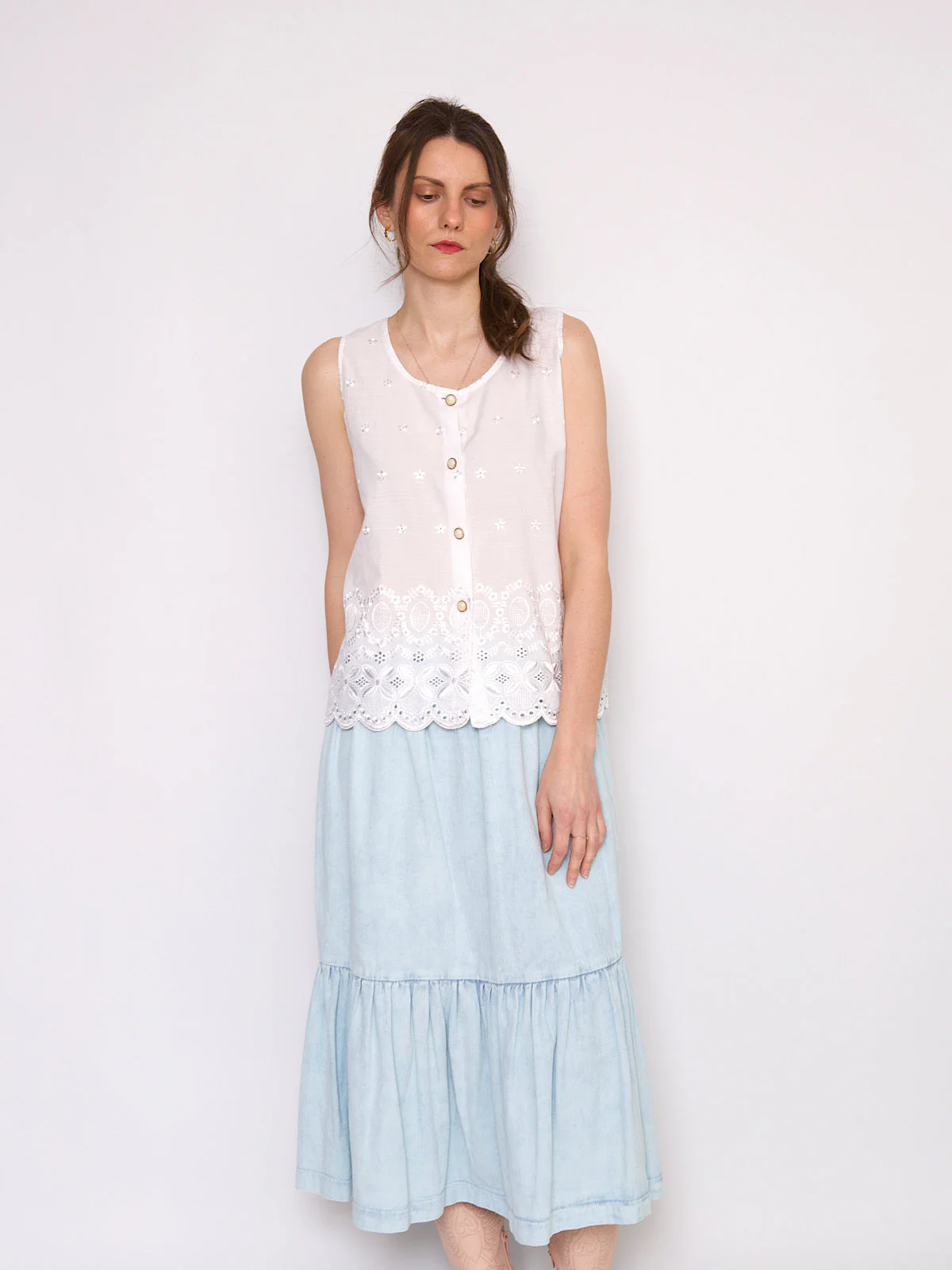 Vintage vest top broderie anglaise - Image 5