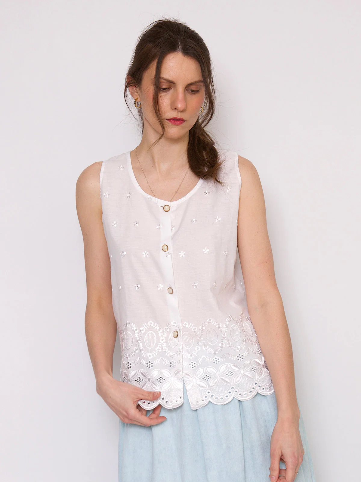 Vintage vest top broderie anglaise - Image 6